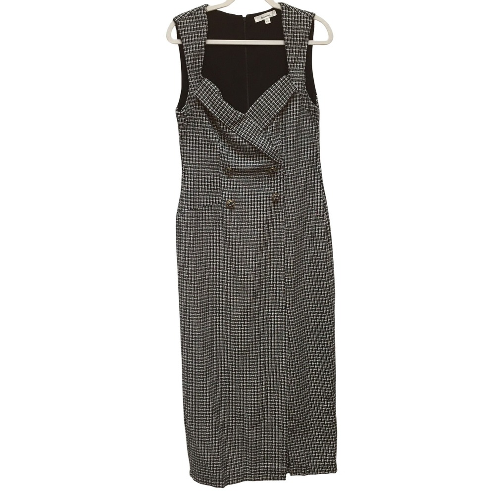Lalavon Tweed Metallic Dress Women's Large Black Office Business Academic